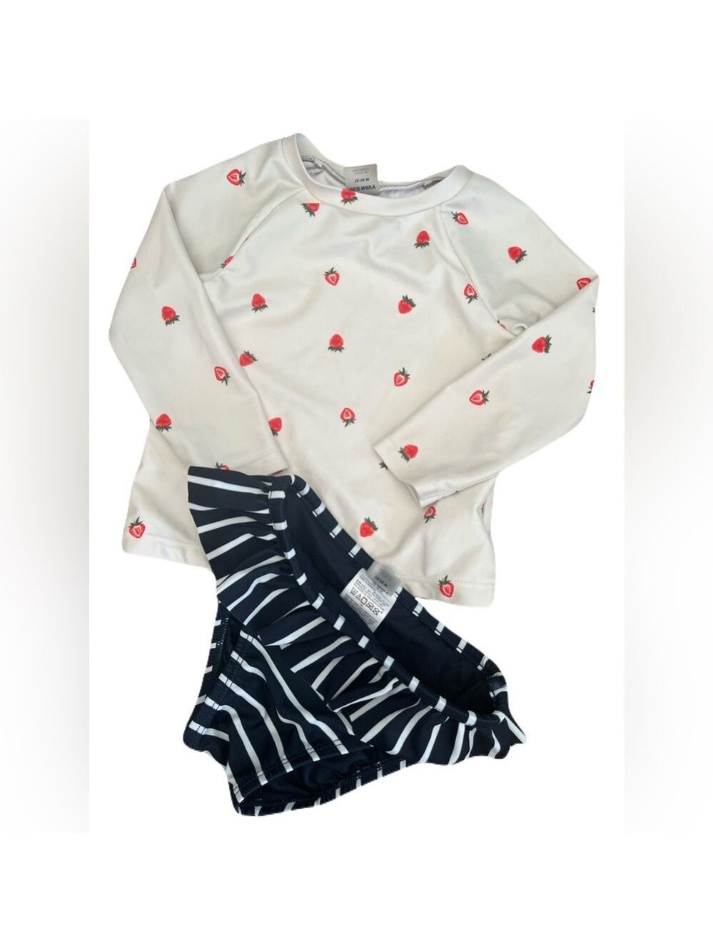 Old Navy Kids Rashguard Swim Set - Strawberry and Stripes